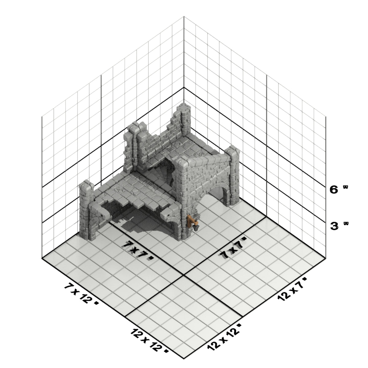 Maison en ruine - Médiévale – vue 2 – Wargame Sceneries