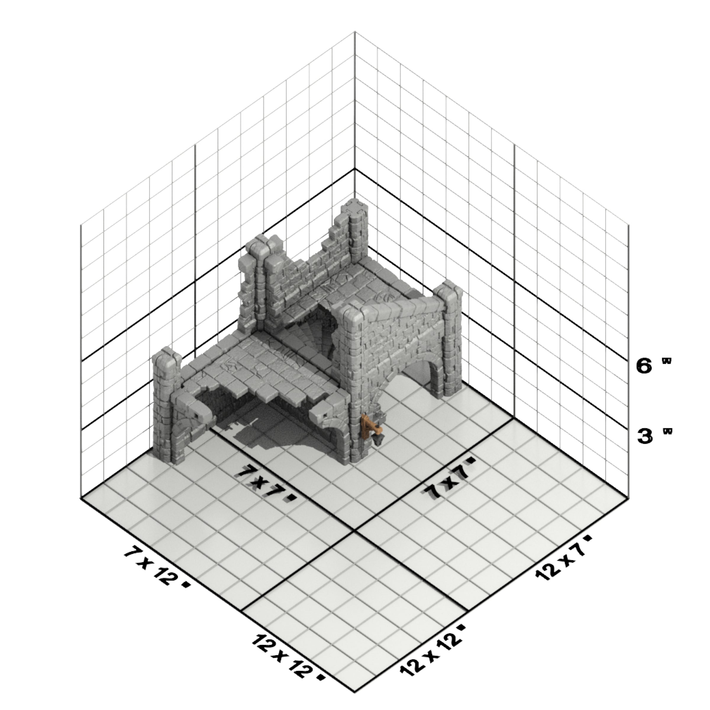 Maison en ruine - Médiévale – vue 2 – Wargame Sceneries