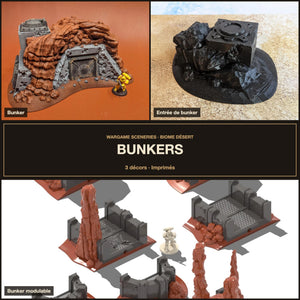 Bunkers Biome désert imprimés : bunker, entrée de bunker et bunker modulable